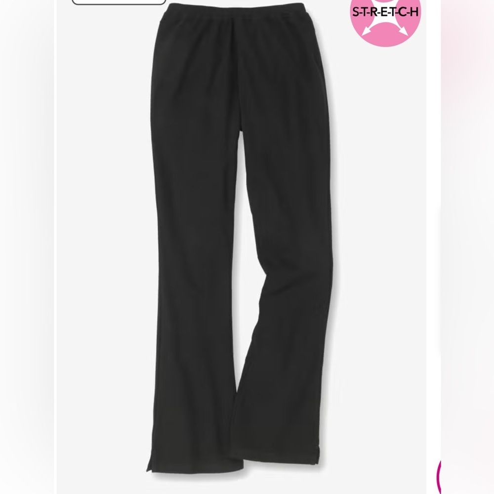 Woman Within Plus Size 3X Tall Black Stretch Cotton Bootcut Leggings Pull-On - Picture 5 of 10